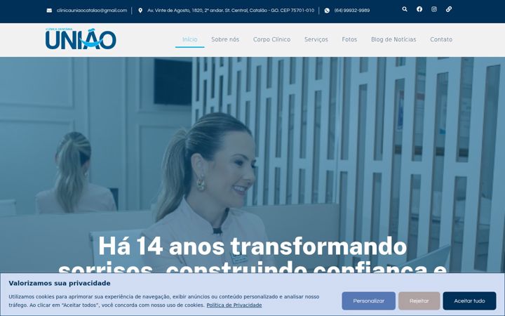 Ekrānuzņēmums no clinicauniaocatalao.com.br