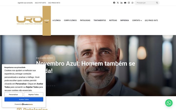 Ekrānuzņēmums no clinicaurogoiania.com.br