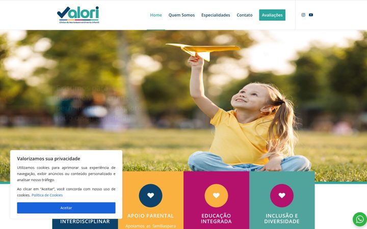 Screenshot of clinicavalori.com.br