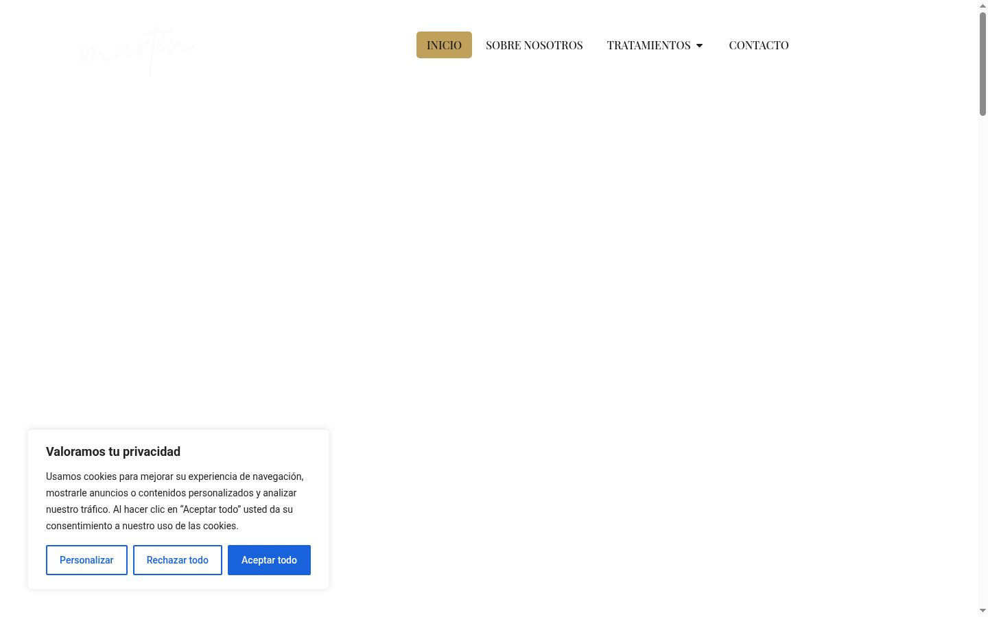 Captura de ecrã do banner de consentimento apresentado antes de qualquer interação
