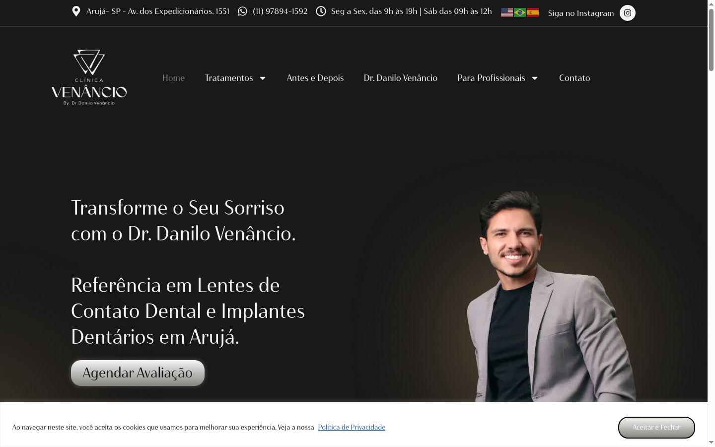 Captura de pantalla del banner de consentimiento mostrado antes de cualquier interacción