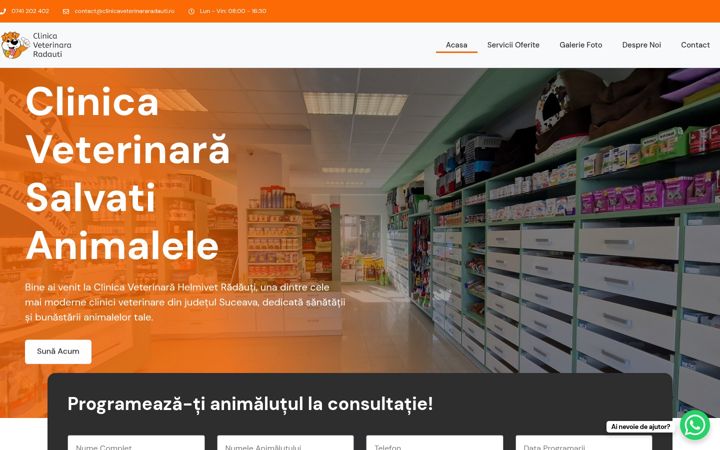 Zrzut ekranu clinicaveterinararadauti.ro