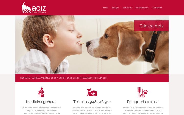 Screenshot of clinicaveterinariaaoiz.com