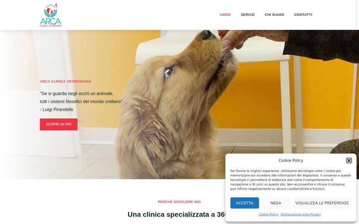Screenshot of clinicaveterinariaarca.it