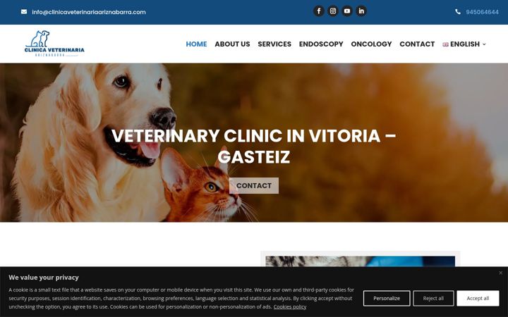 Screenshot of clinicaveterinariaariznabarra.com
