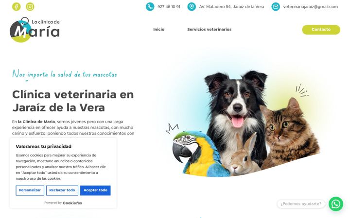 Capture d'écran de clinicaveterinariademaria.es