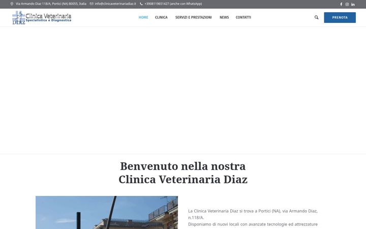 Screenshot of clinicaveterinariadiaz.it