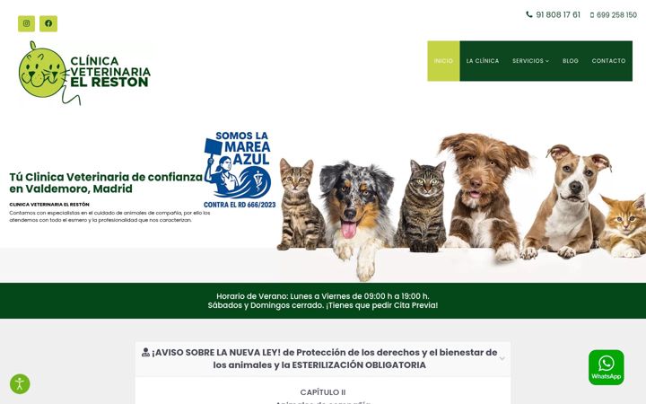 Screenshot of clinicaveterinariaelreston.es