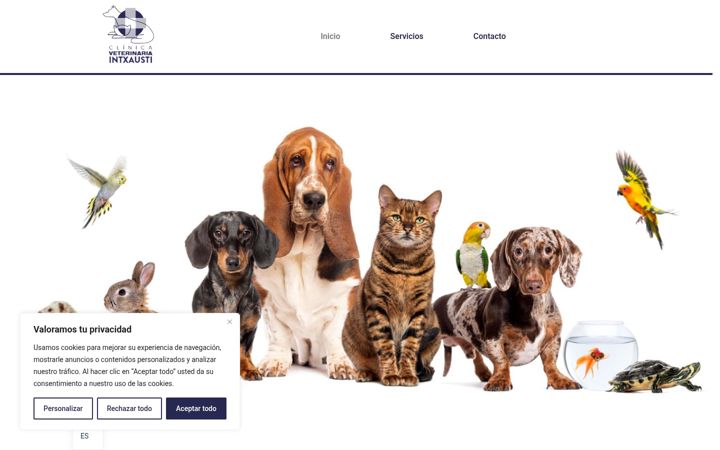 Screenshot of clinicaveterinariaintxausti.com