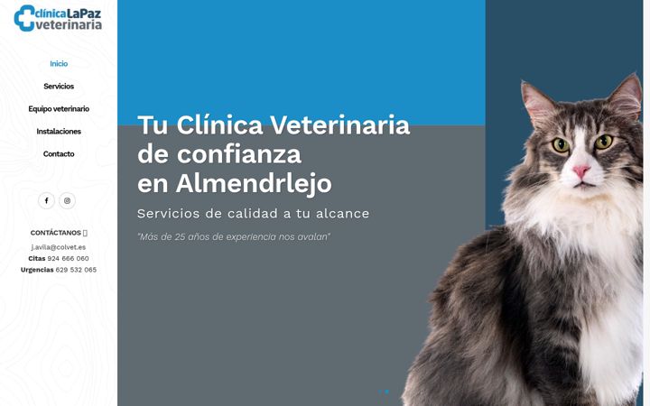Capture d'écran de clinicaveterinarialapaz.es