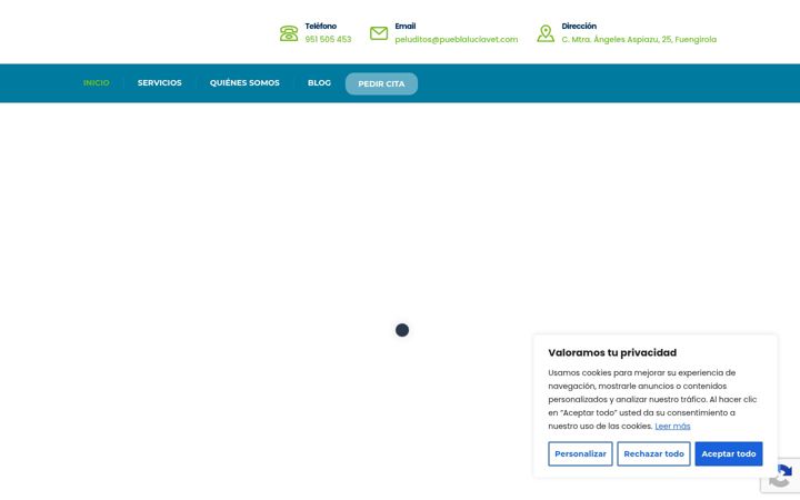 Screenshot of clinicaveterinariapueblalucia.com