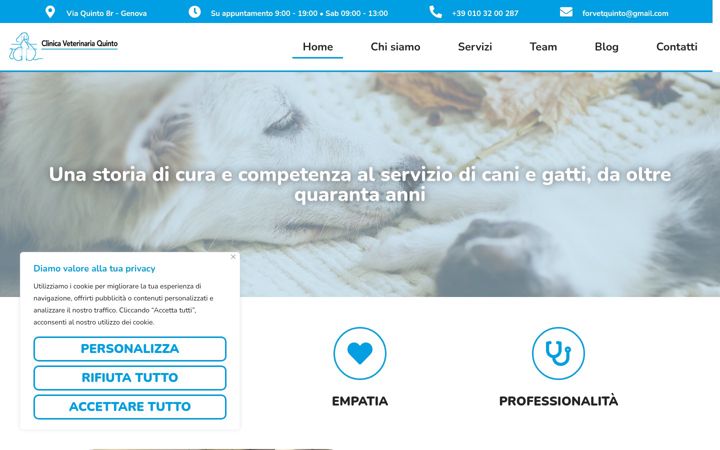 Screenshot of clinicaveterinariaquinto.it