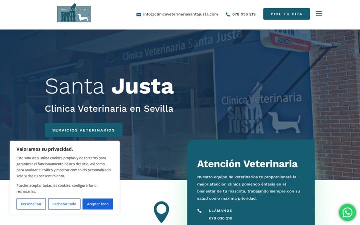 Screenshot of clinicaveterinariasantajusta.com
