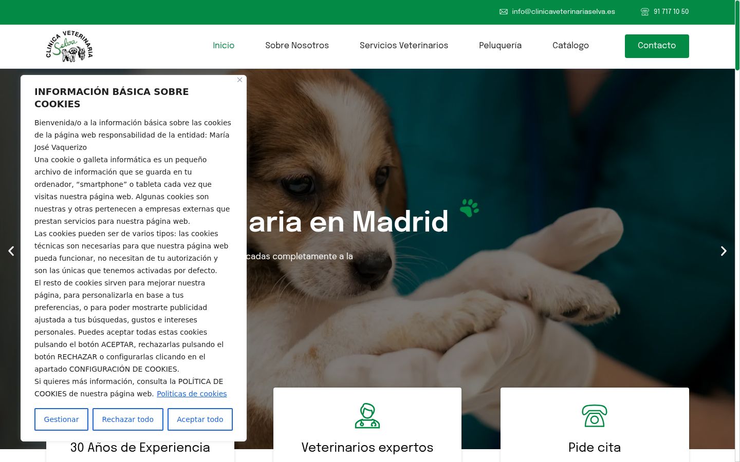 Captura de pantalla del banner de consentimiento mostrado antes de cualquier interacción