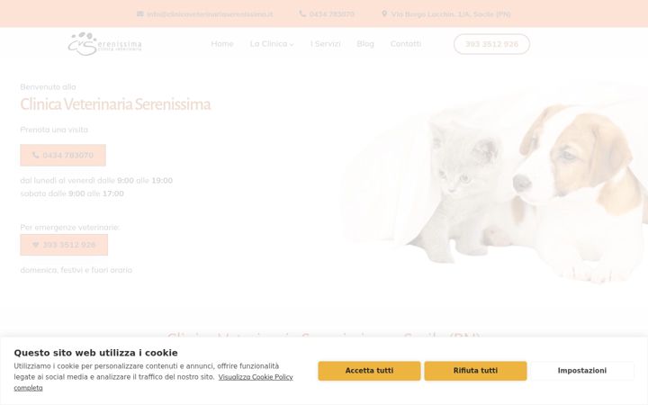 Screenshot of clinicaveterinariaserenissima.it