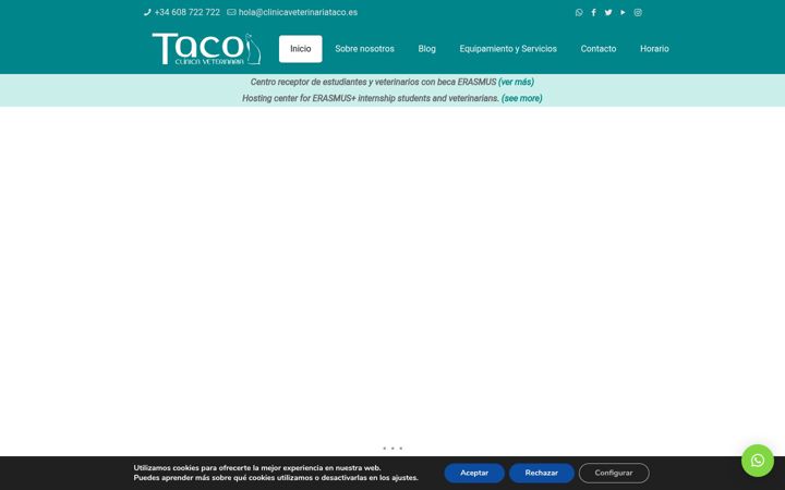 Captura de pantalla de clinicaveterinariataco.es