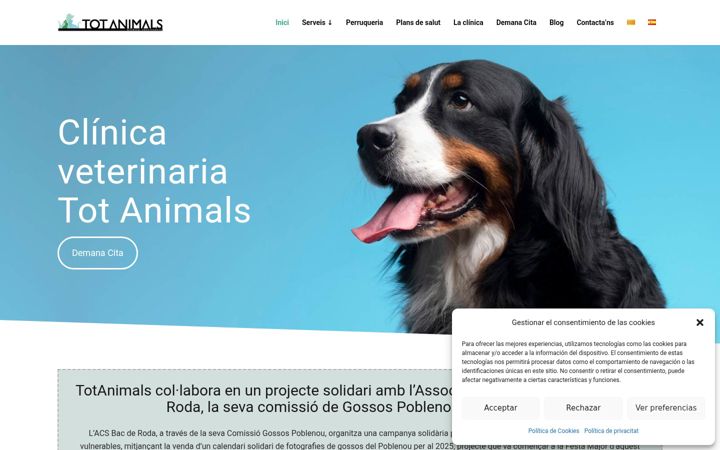 Screenshot of clinicaveterinariatotanimals.es