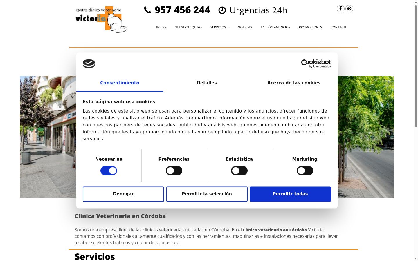 Captura de ecrã do banner de consentimento apresentado antes de qualquer interação