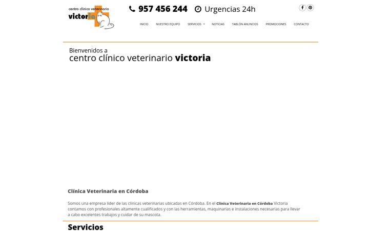 Captura de pantalla de clinicaveterinariavictoria.es