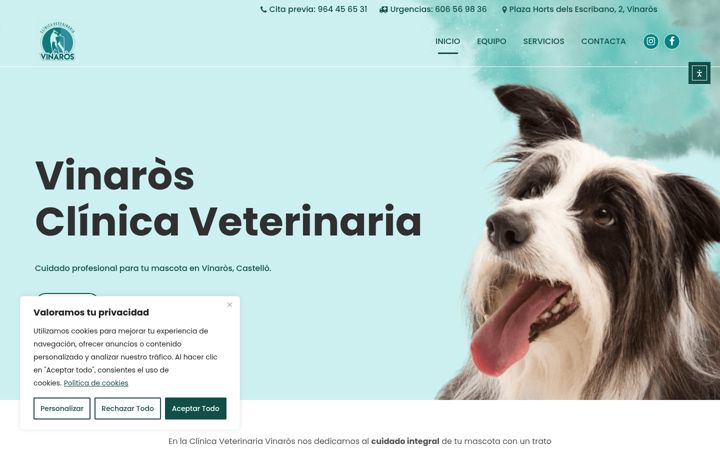 Captura de ecrã de clinicaveterinariavinaros.es