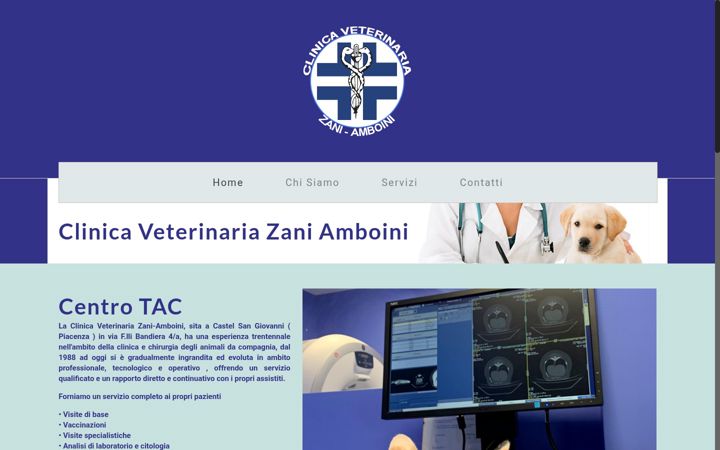 Screenshot of clinicaveterinariazaniamboini.it