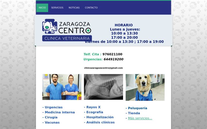 Screenshot of clinicaveterinariazaragozacentro.es