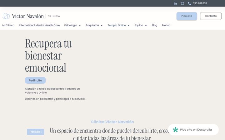 Screenshot of clinicavictornavalon.es