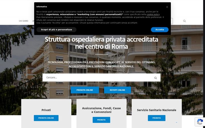Captură de ecran a clinicavillapia.it