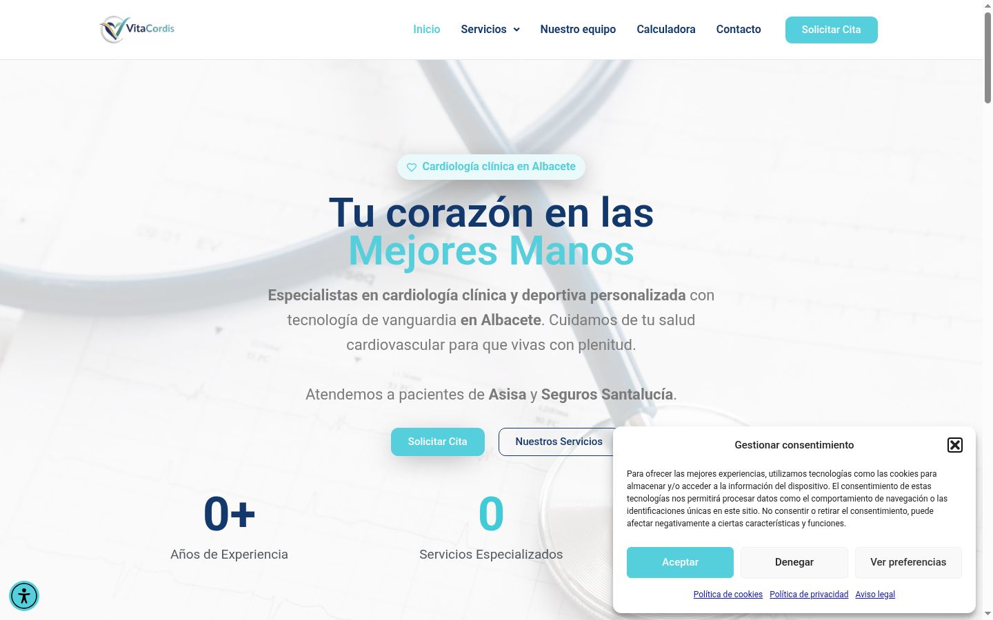 Captura de ecrã do banner de consentimento apresentado antes de qualquer interação