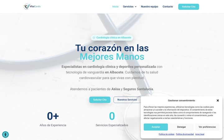 Captura de ecrã de clinicavitacordis.es