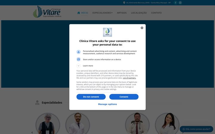 Screenshot of clinicavitare.com.br
