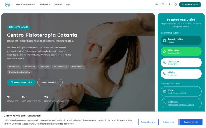 Captură de ecran a clinicavrcatania.it