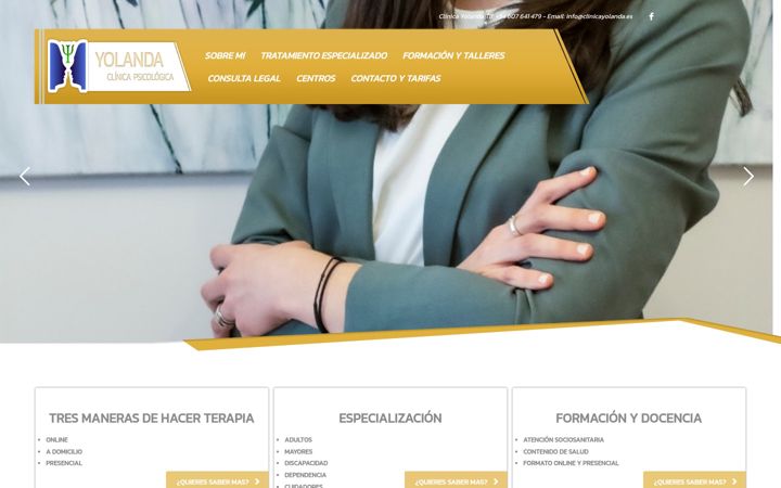 Captura de ecrã de clinicayolanda.es