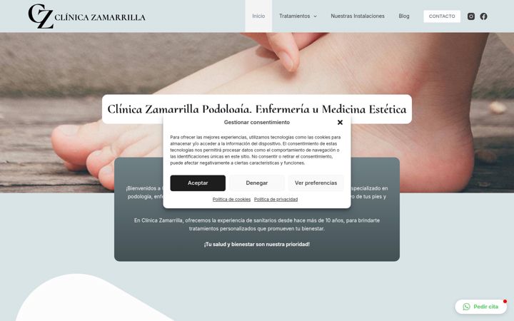 Screenshot of clinicazamarrilla.es