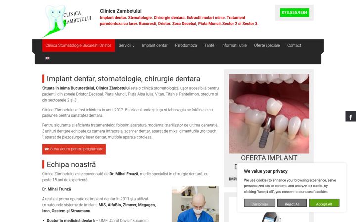Zrzut ekranu clinicazambetului.ro
