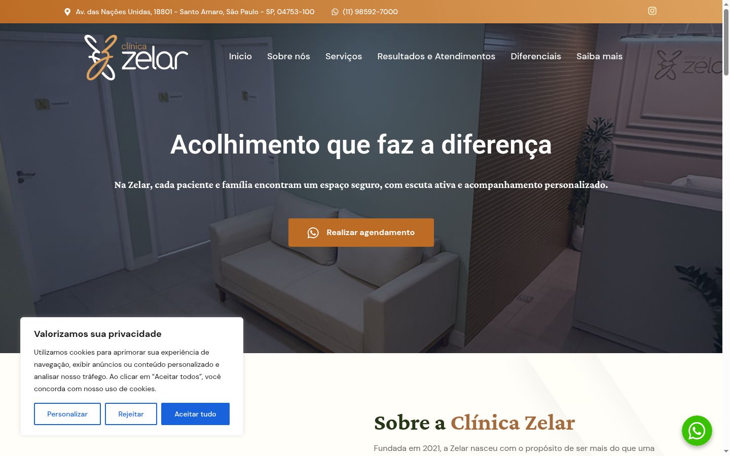 Captura de pantalla del banner de consentimiento mostrado antes de cualquier interacción