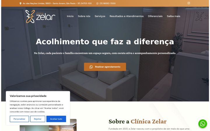 Posnetek zaslona clinicazelar.com.br