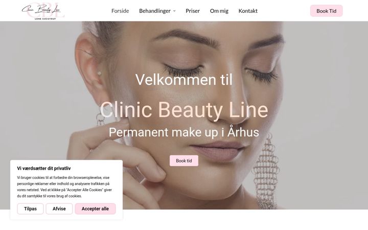 Screenshot of clinicbeautyline.dk