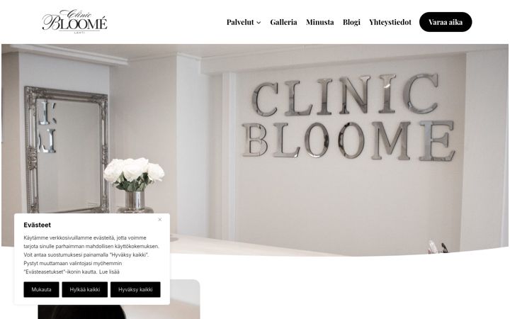 Screenshot von clinicbloome.fi