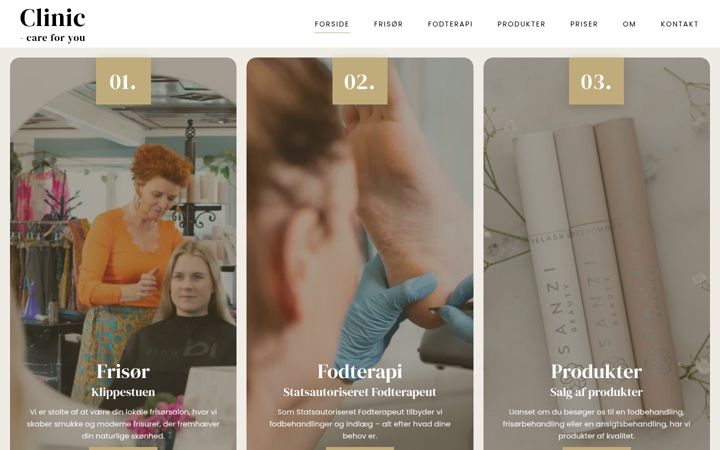 Screenshot of cliniccareforyou.dk