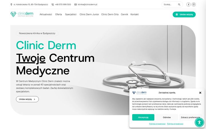 Екранна снимка на clinicderm.pl