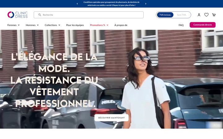 Ekrano kopija clinicdress.fr