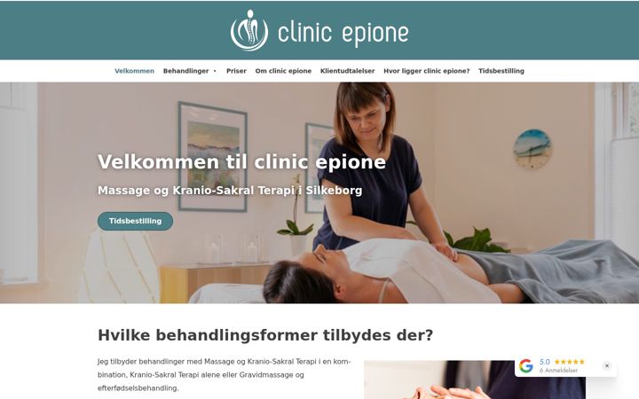 Screenshot of clinicepione.dk