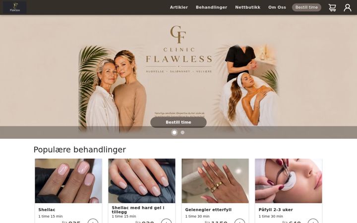Ekrano kopija clinicflawless.no