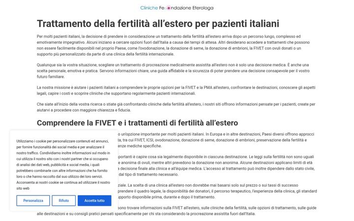 Screenshot of clinichefecondazioneeterologa.it