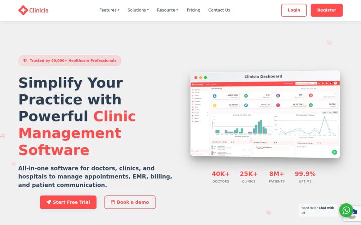 Screenshot of clinicia.com