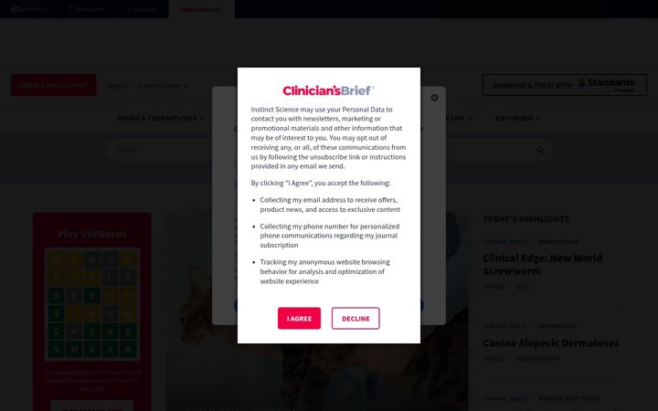 Ekrano kopija cliniciansbrief.com