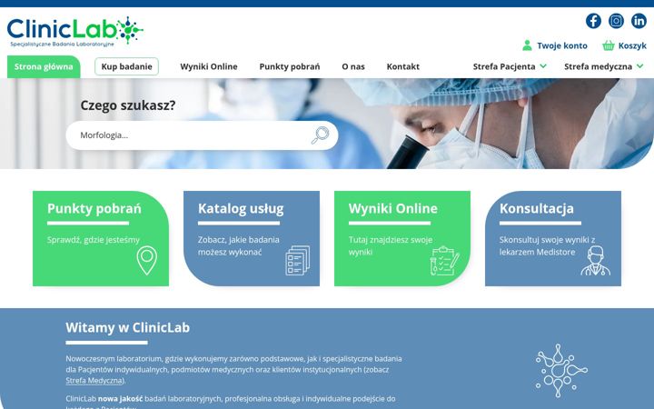 Екранна снимка на cliniclab.pl