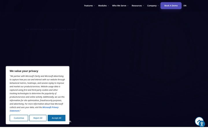Screenshot of clinicmaster.com