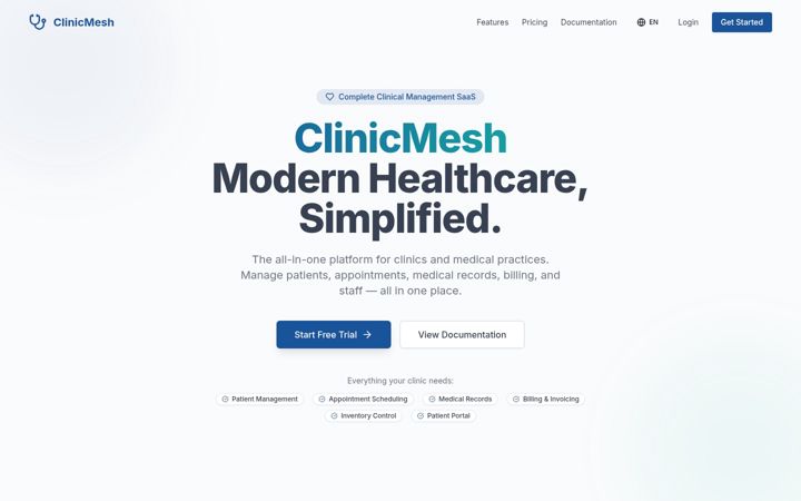 Screenshot of clinicmesh.com